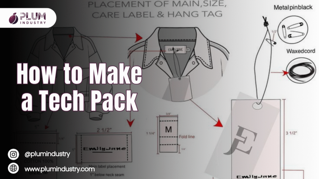 how to make a tech pack tutorial showing layout, color codes, and material specs.