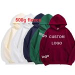 Custom Embroidered 500G Heavyweight Fleece Oversized Pullover Hoodies