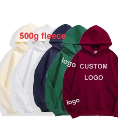 Custom Embroidered 500G Heavyweight Fleece Oversized Pullover Hoodies