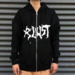 Bold Gothic Style Zip-Up Hoodie - Custom Streetwear Fleece Jacket for Men