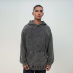 Washed cotton custom black unisex hoodies