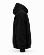 Club of Kiqs Elite Hoodie black oversized side view with ribbed cuffs and kangaroo pocket
